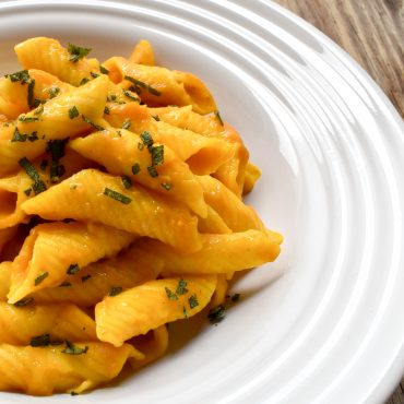 Garganelli pasta with pumpkin and sage