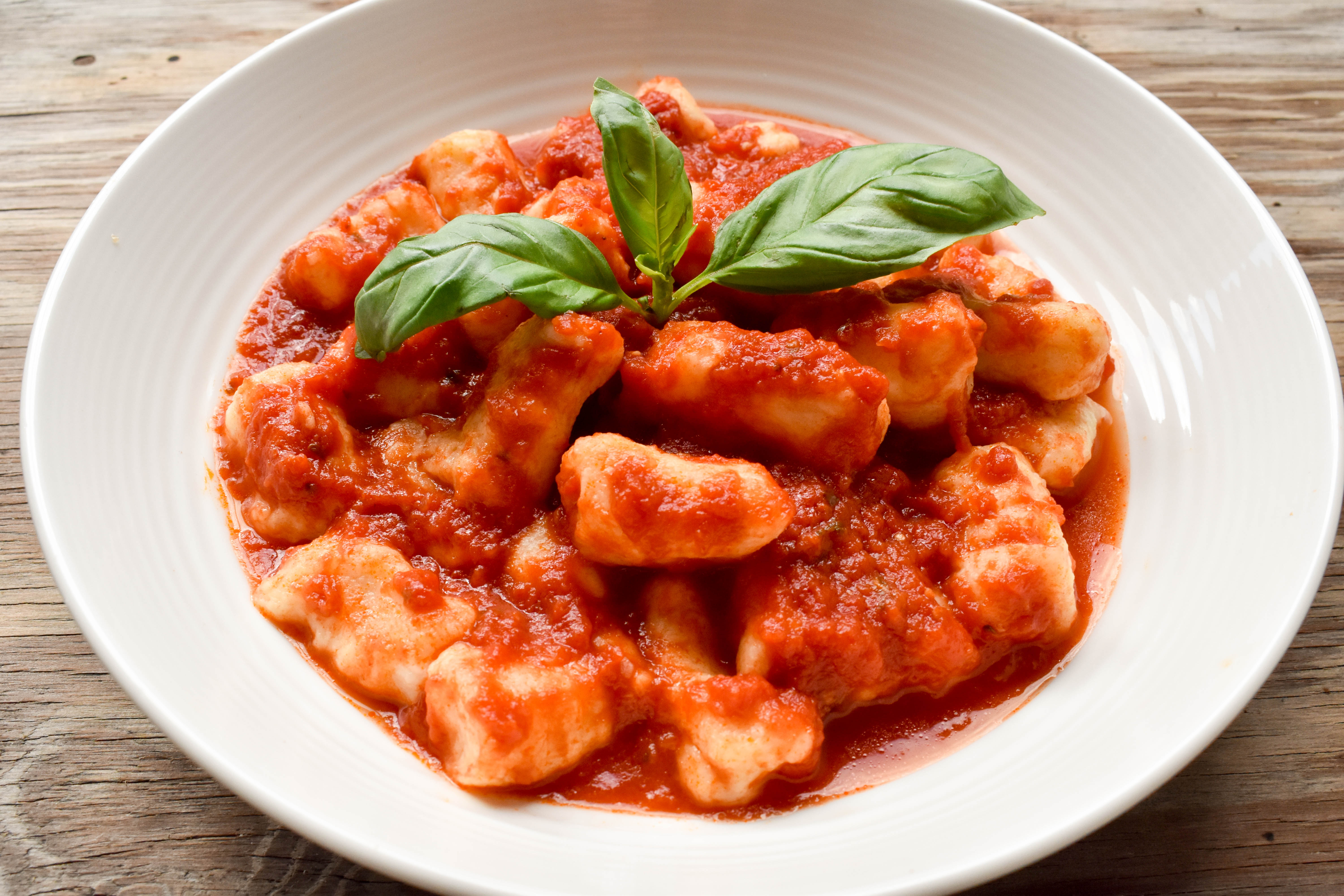 Potato gnocchi with tomato and basil sauce