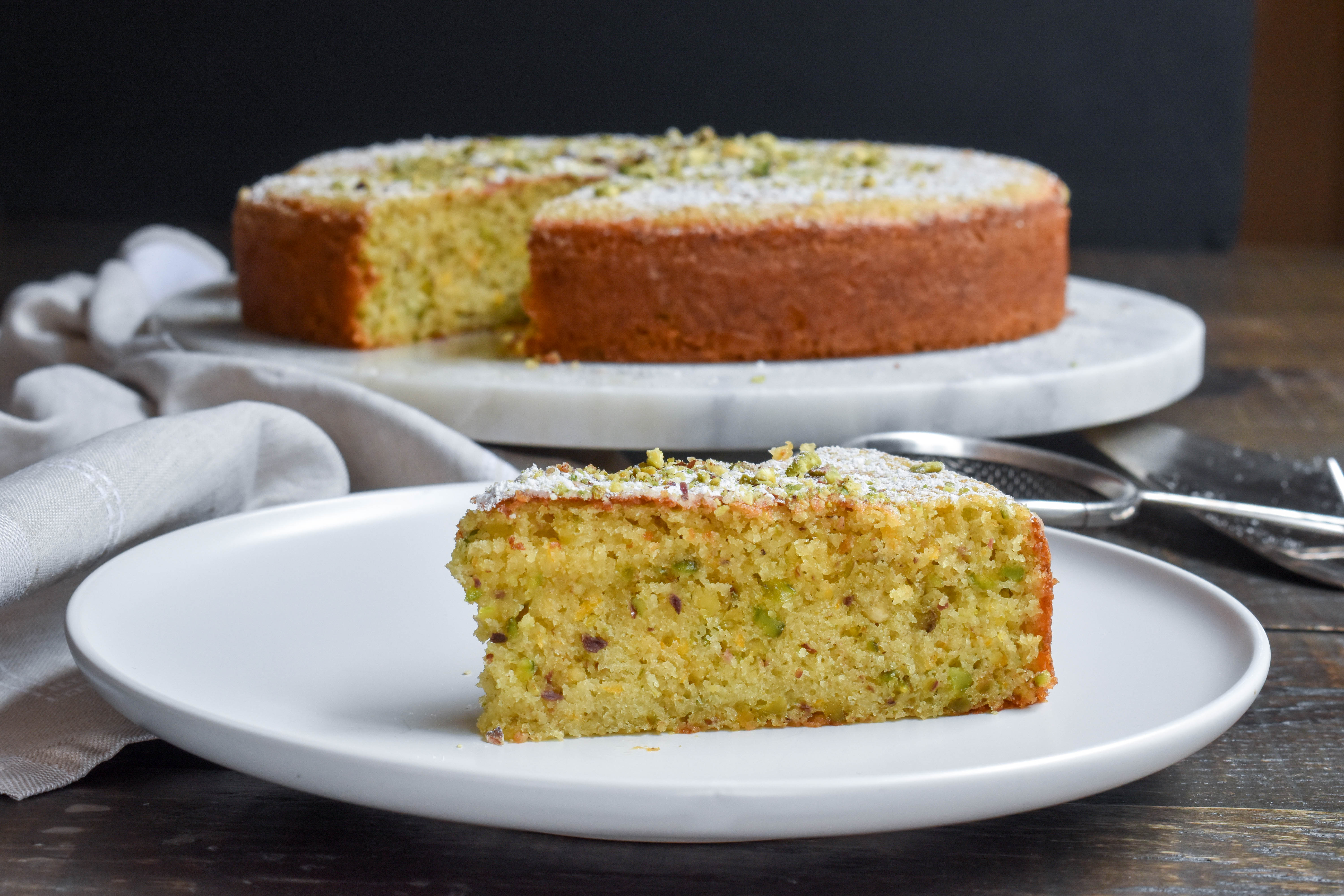 Moist Gluten-Free Pistachio Cake with Cream Cheese Frosting